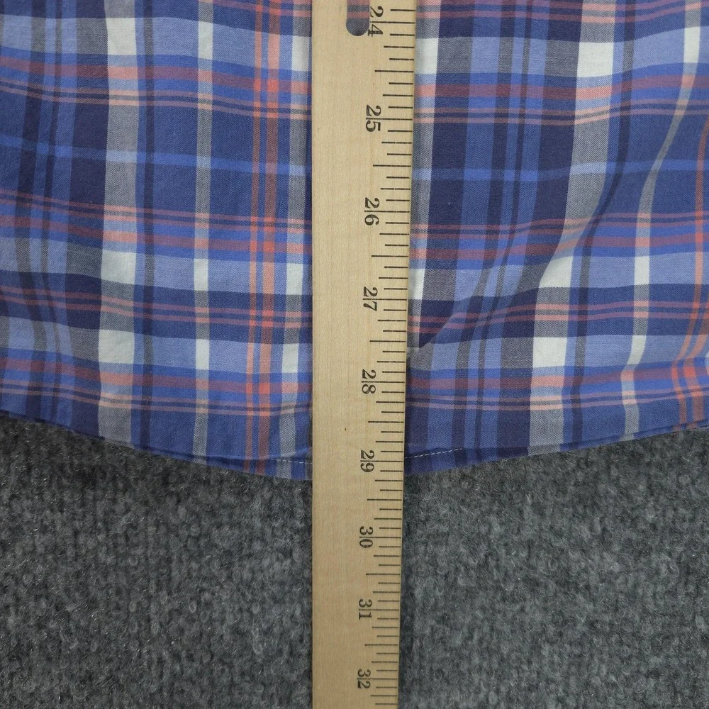 Johnnie O Shirt Mens Large Blue Plaid Button Down Long Sleeve Surf‎ Logo Casual